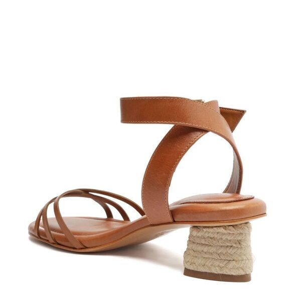 New Schutz Alexandra mid block raffia heel sandal 6.5 brown - Picture 3 of 6